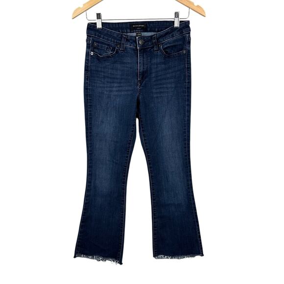 Banana Republic Wide Leg Jean Size 27 | 4P Dark Denim Raw Hem Crop Bootcut Pants - Picture 1 of 14